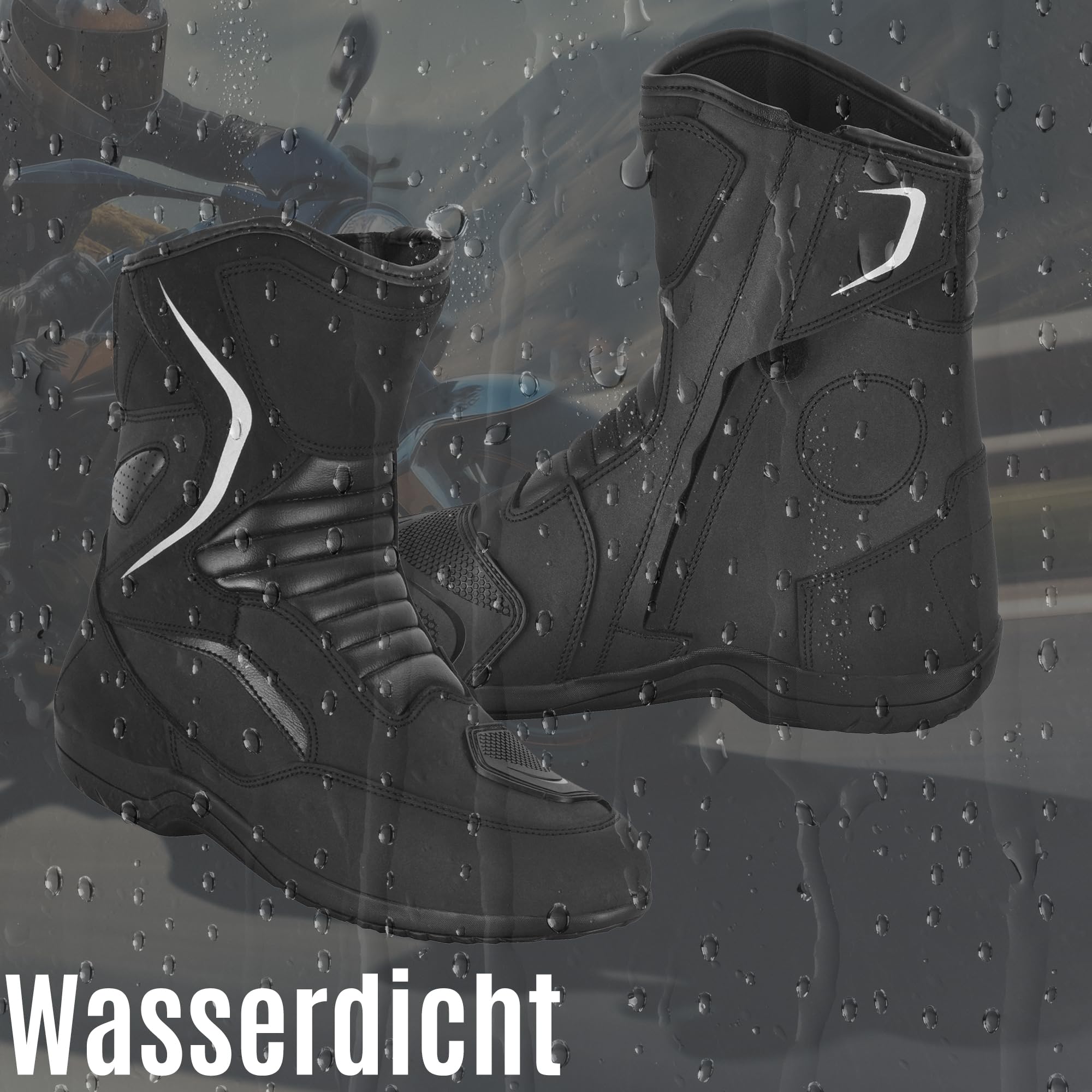 Botas de Motocross Hombre | Botas Piel Moto con Suela de Goma | Botas Motocicleta Rider de Cuero Proteccion para Hombre CE Approved EN 13634:2017