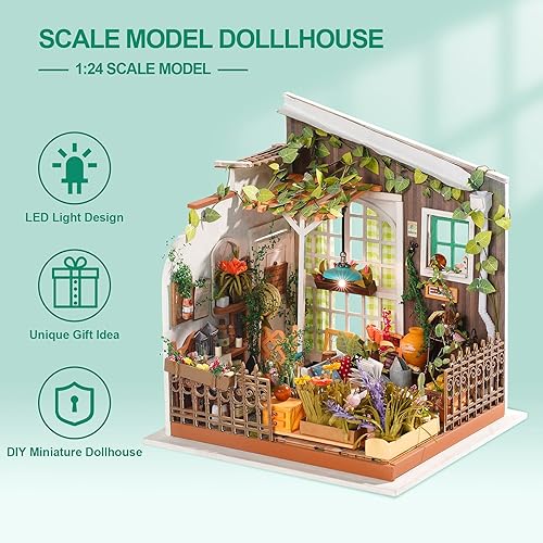 Miniatura 27 de Rowood Kit de casa en miniatura, kit de casa de muñecas en miniatura para adultos, kits de modelo para adultos para construir con LED, cumpleaños