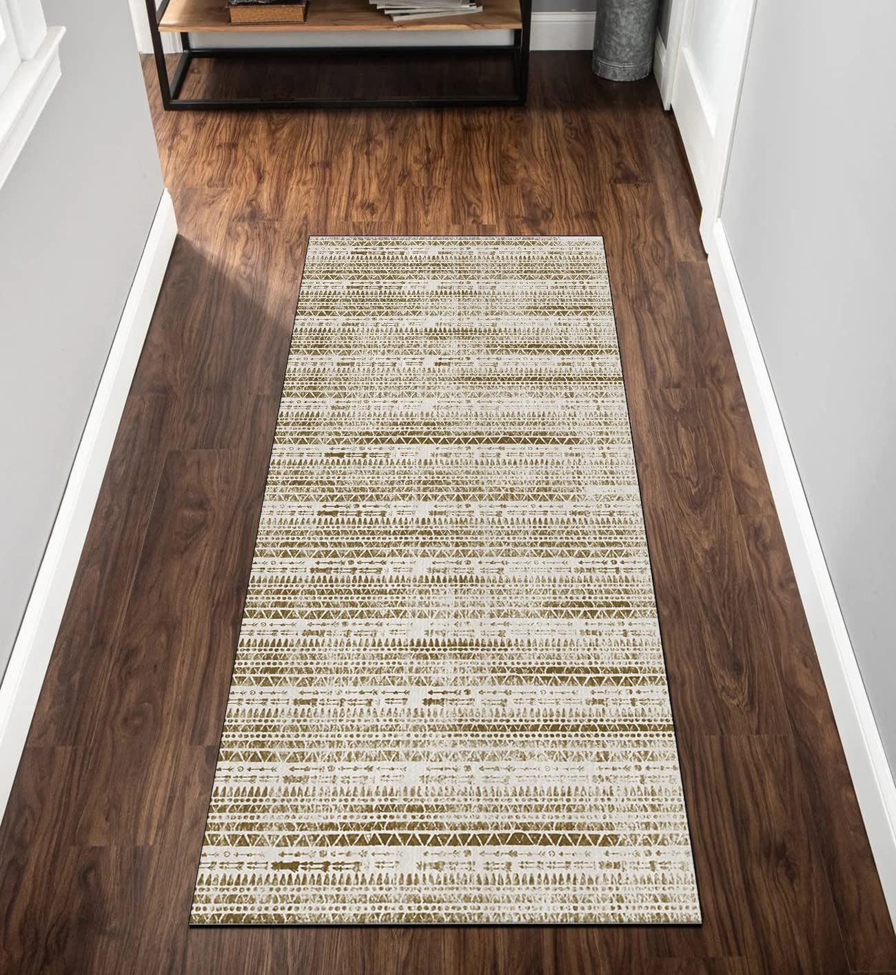 Carpet Mat for Hallway Modern Beige Brown 2'x10' Runner
