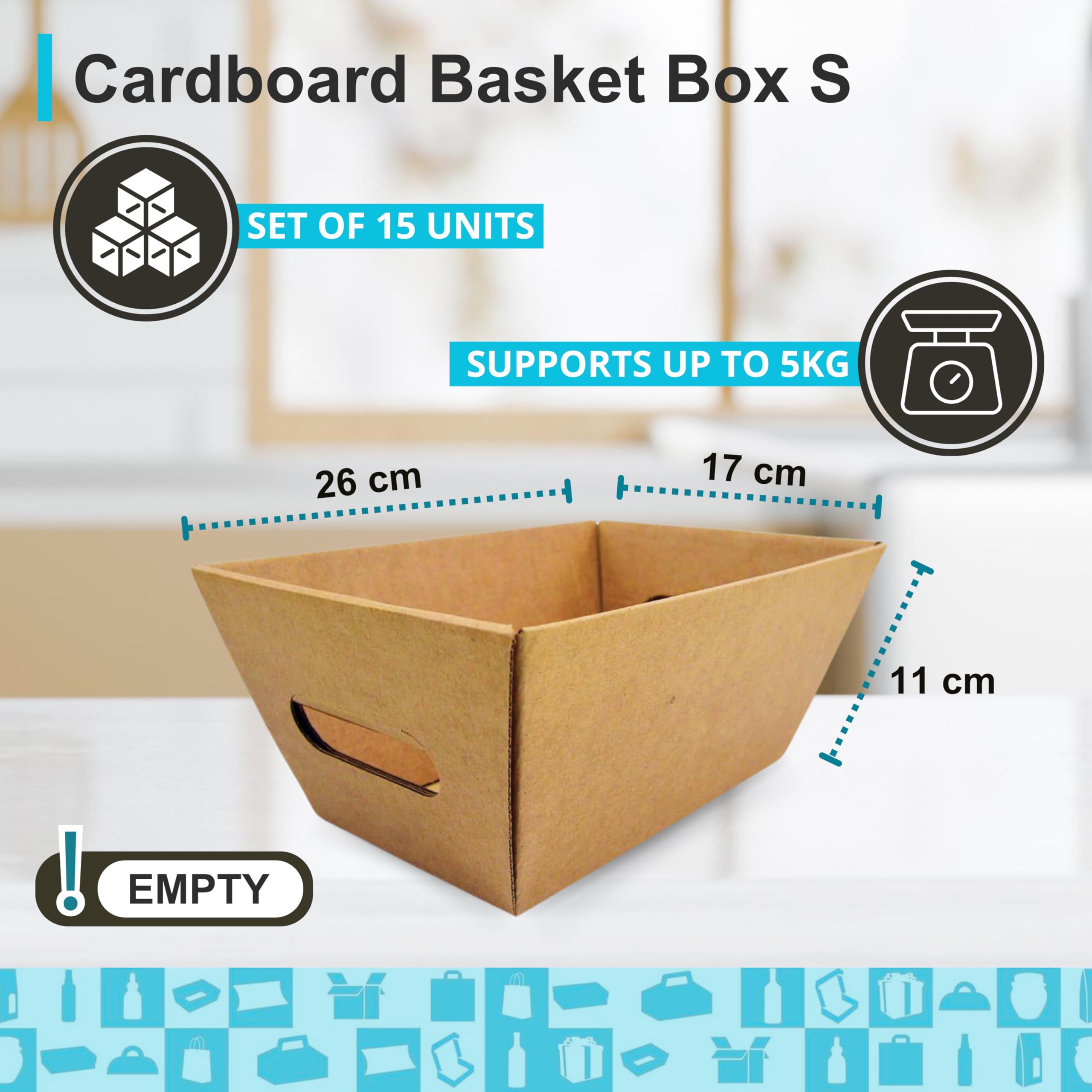 Espirito Rebelde 15 Cajas de Cartón Vacías para Cestas sin Tapa 26x17x11cm | Regalos : Navidad, Pascua, Día del Padre, Día de la Madre | Cestas Corporativas | Regalos para Familiares y Amigos