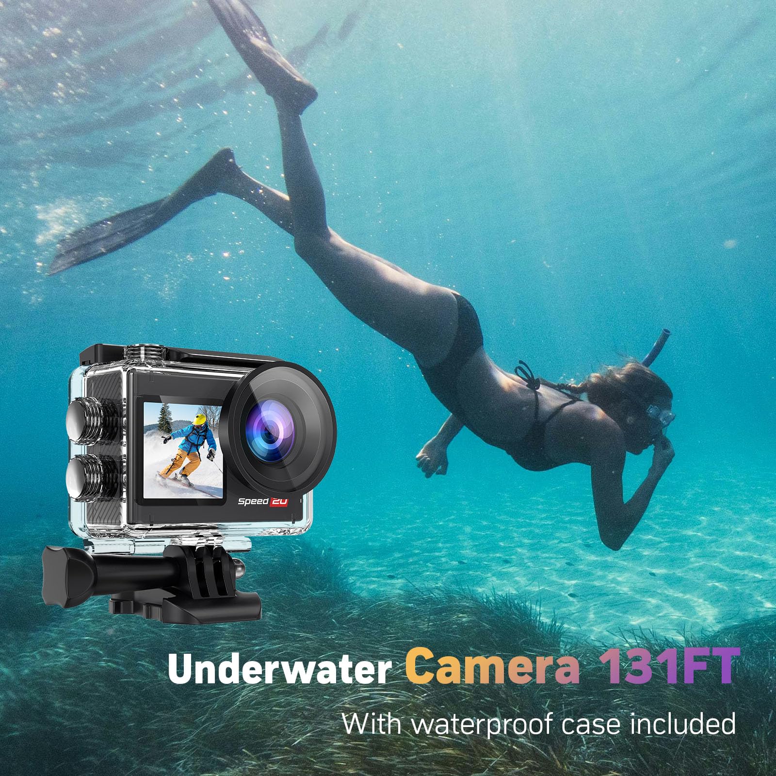 Speed 20 Action Cam 4K60FPS 40MP WiFi Unterwasserkamera 40M Wasserdicht Ultra HD Touchscreen 170° Ultra-Weitwinkel EIS Stabilisierung 5X Zoom