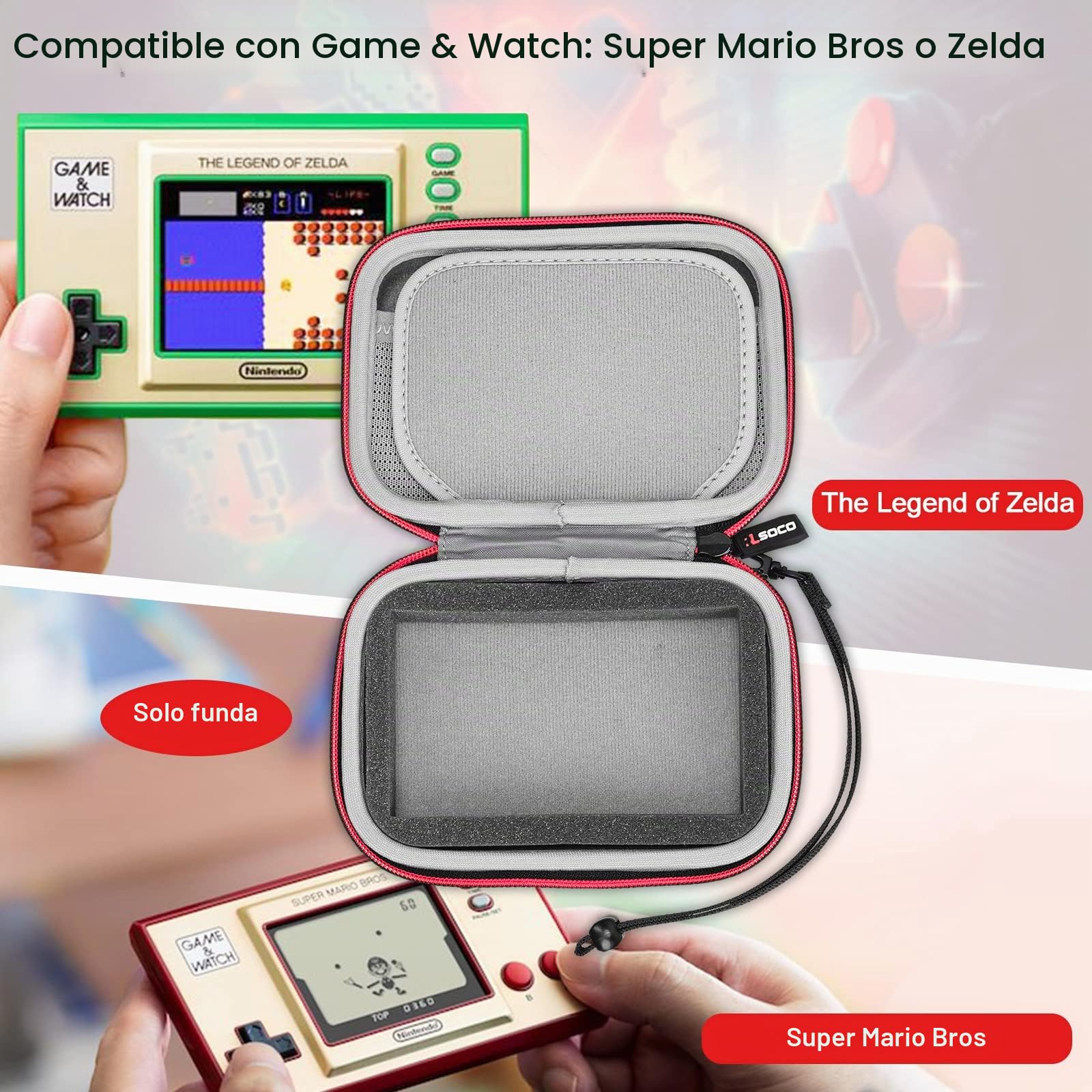 RLSOCO Funda para Game&Watch: The Legend of Zelda/Super Mario Bros/Game Watch SM Bros System