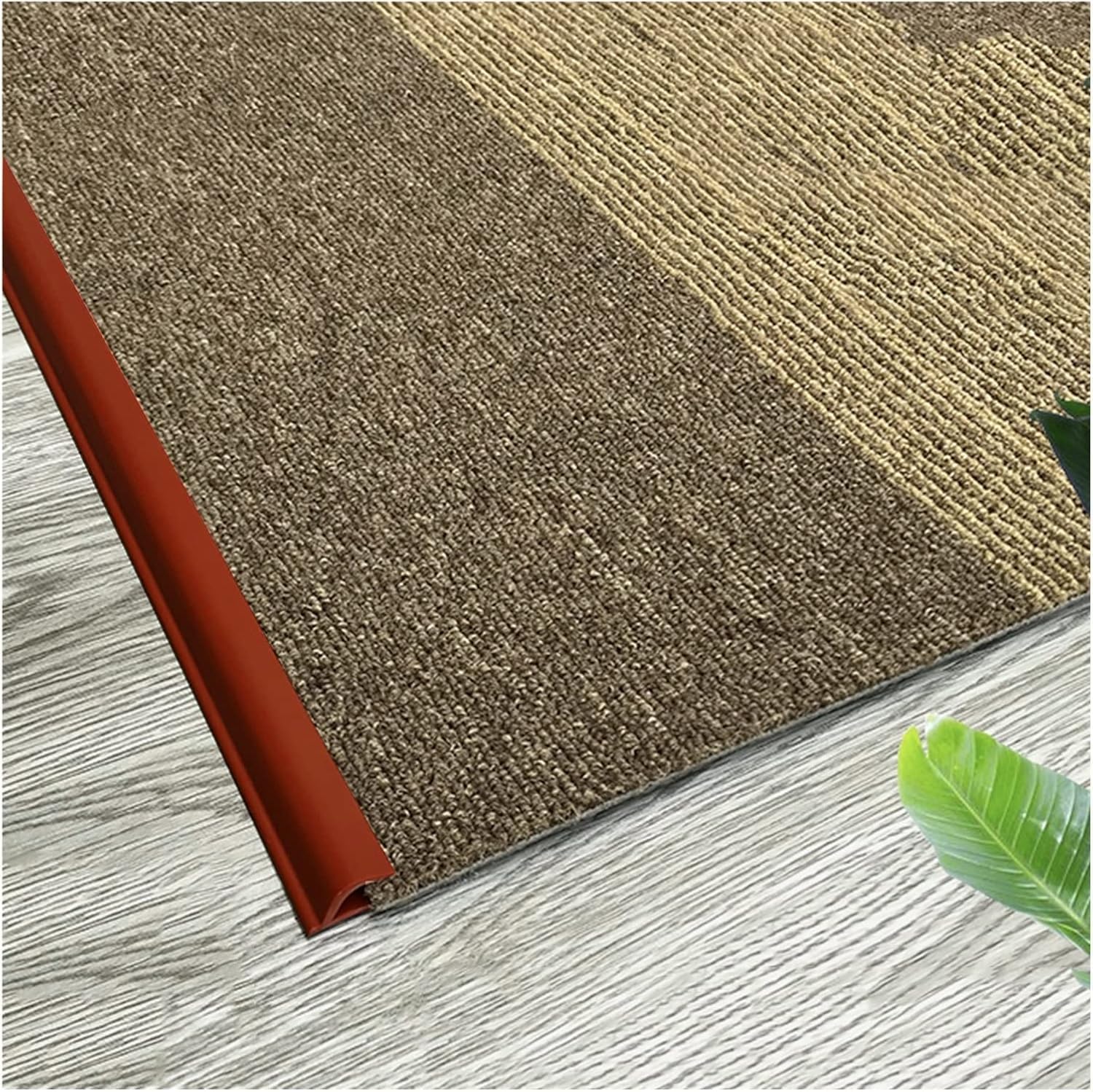 PVC Waterproof Floor Transition Strip for Carpet to Tile,Flexible Soft Carpet Edge Strips Self Adhesive, P Molding Doormats Wrapping Strip(Red,1m(3.3ft))