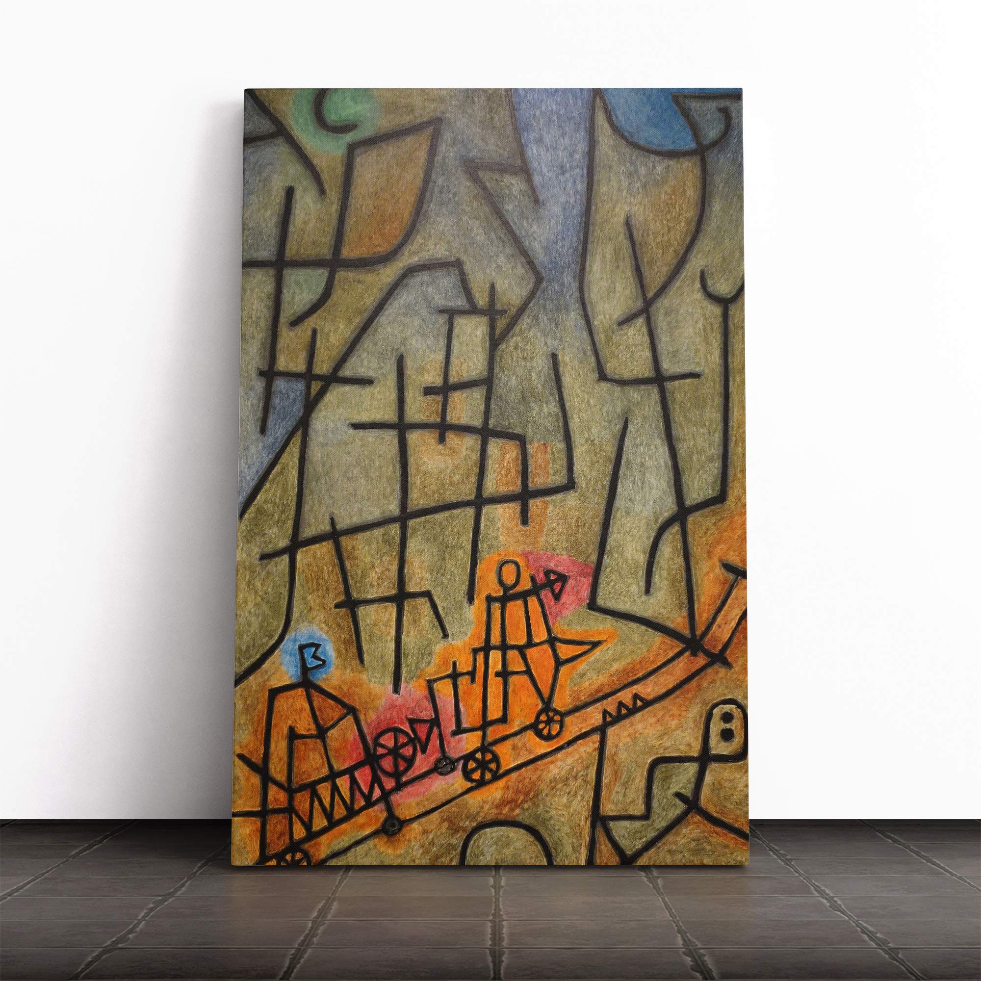 Paul Klee Conquest of The Mountain Canvas Print | Gallery Wrapped 30mm Frame Wall Art | 24x16 inches | Ready to Hang | Modern Landscape Picture | Living Room Bedroom Lounge Office