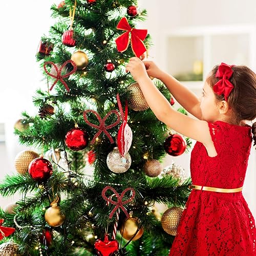 Miniatura 6 de WILLBOND 300 limpiapipas de Navidad de 12 pulgadas con purpurina para manualidades, color rojo y verde, tallos de felpilla coloridos para Navidad,