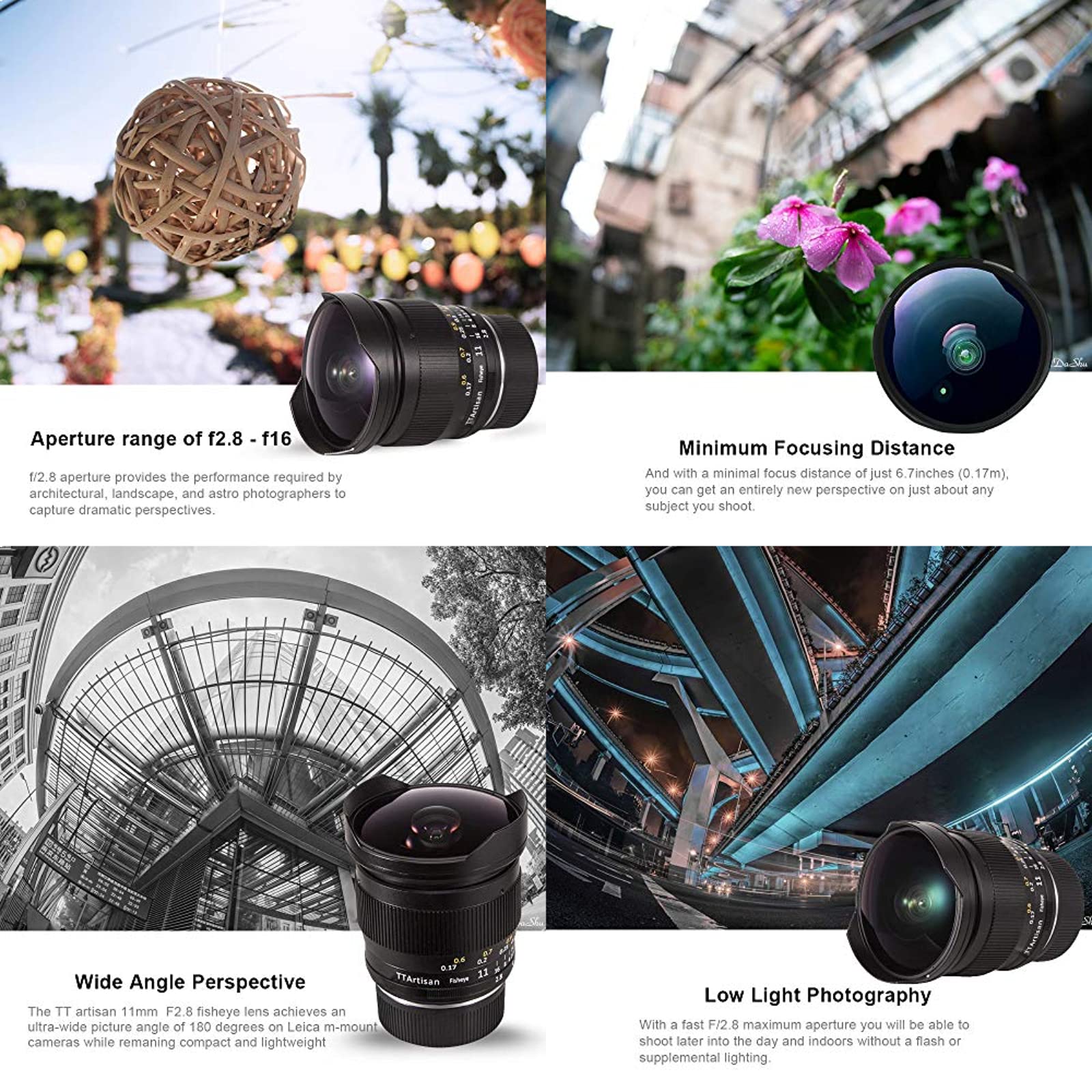 TTArtisan 11mm F2.8 Kameralinse Fisheye kompatibel mit E