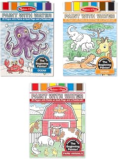 Melissa & Doug Paint With Water Activity Books Set: Farm, Ocean, Safari, Multicolor, 1 count (pack of 1)