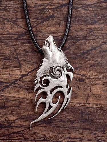 Vista 6 de HAQUIL Wolf Necklace Alpha Male Wolf Head Pendant Wolf Jewelry Gift For Men And Women