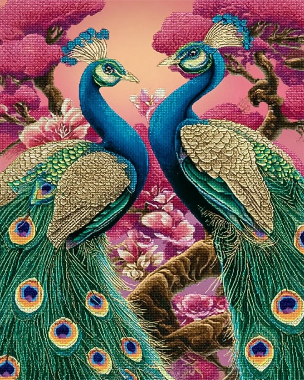 AMBATTERY Animal DIY Beading Embroidery Kit Fantasy Peacock Bead Embroidery Kit for Adults Needlepoint Tapestry Set Beaded Stitching 40x50cm