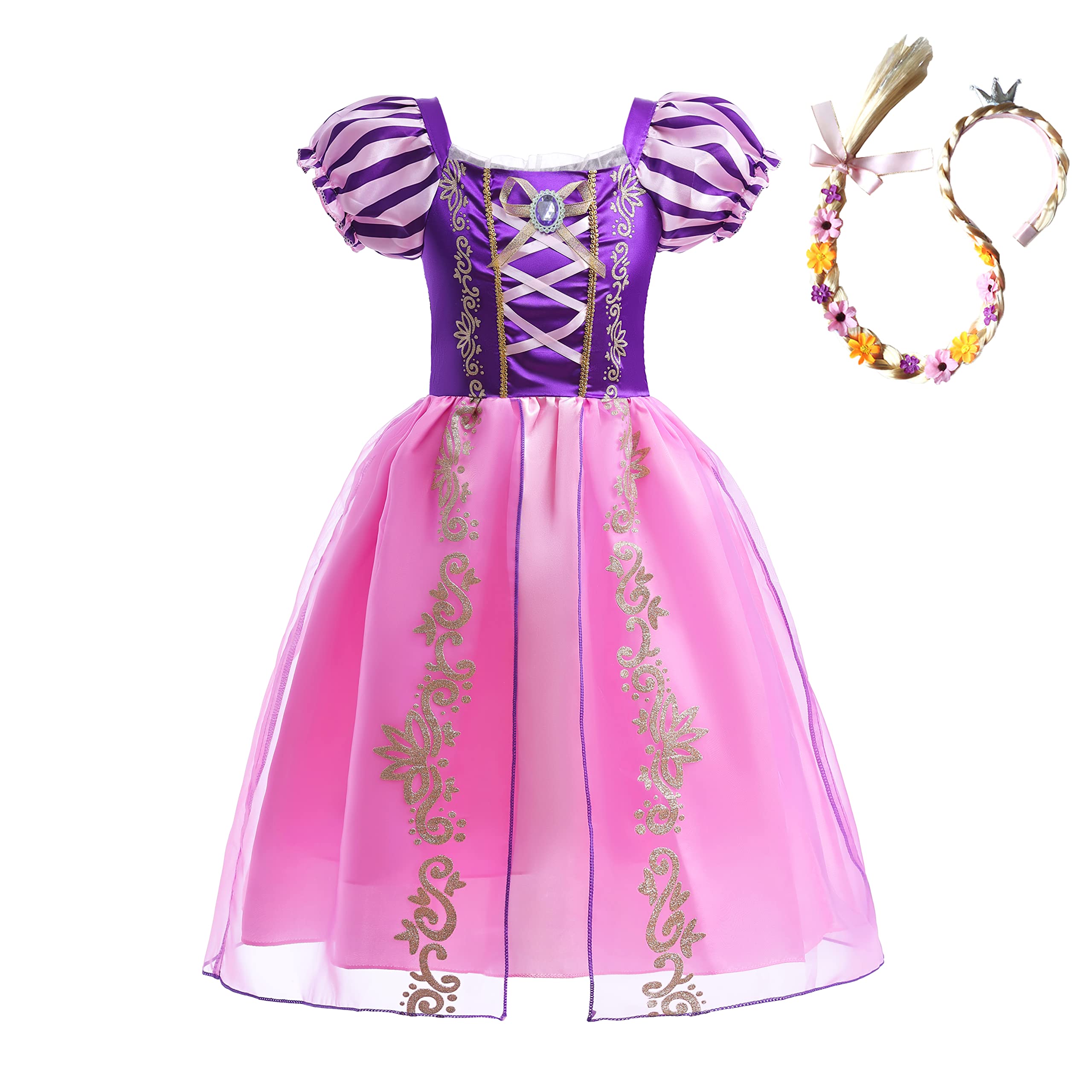 Lito Angels Disfraz de Princesa Rapunzel Vestido de Fiesta de Cumpleaños para Niña Pequeñas, Manga Corta, Púrpura Morada