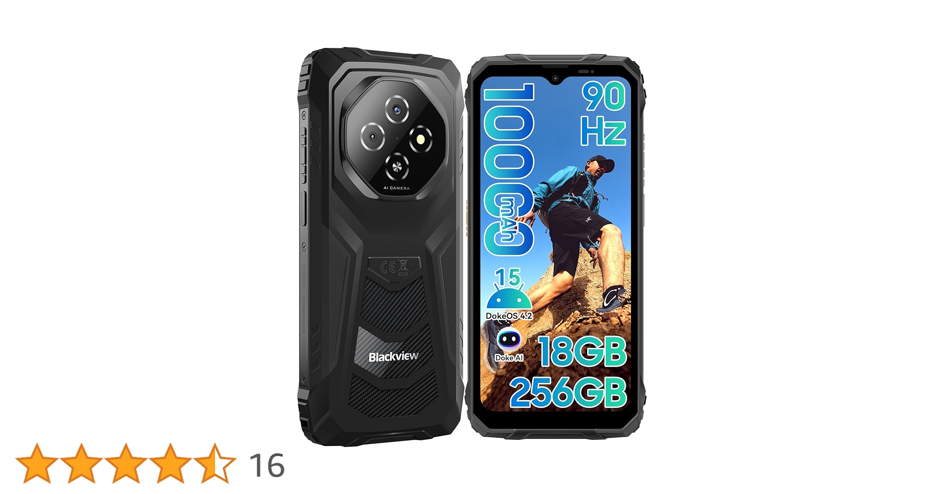 タフネススマホ ブラック 16GB+128GB/1TB 防水 Amazon | Blackview FORT1 タフネススマホ SIMフリー｜Android