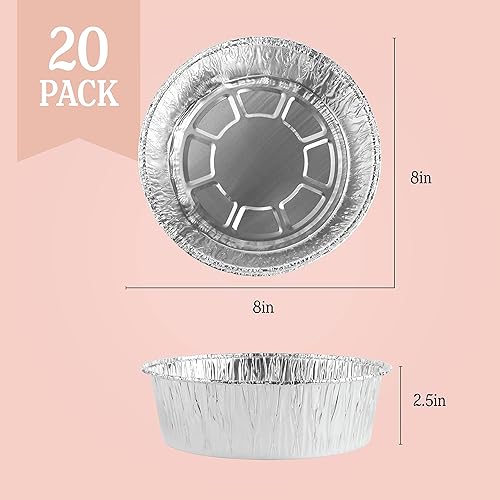 Miniatura 4 de PLASTICPRO Sartenes redondos de aluminio desechables de 8 pulgadas aptas para congelador profundo y horno para hornear cocinar almacenar asar y