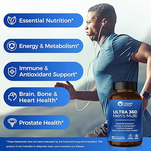 Miniatura 4 de Vitamin World Multivitamínico Ultra 360 para hombres, multivitamínico para hombre con hierbas y antioxidantes para energía y rendimiento, suplemento