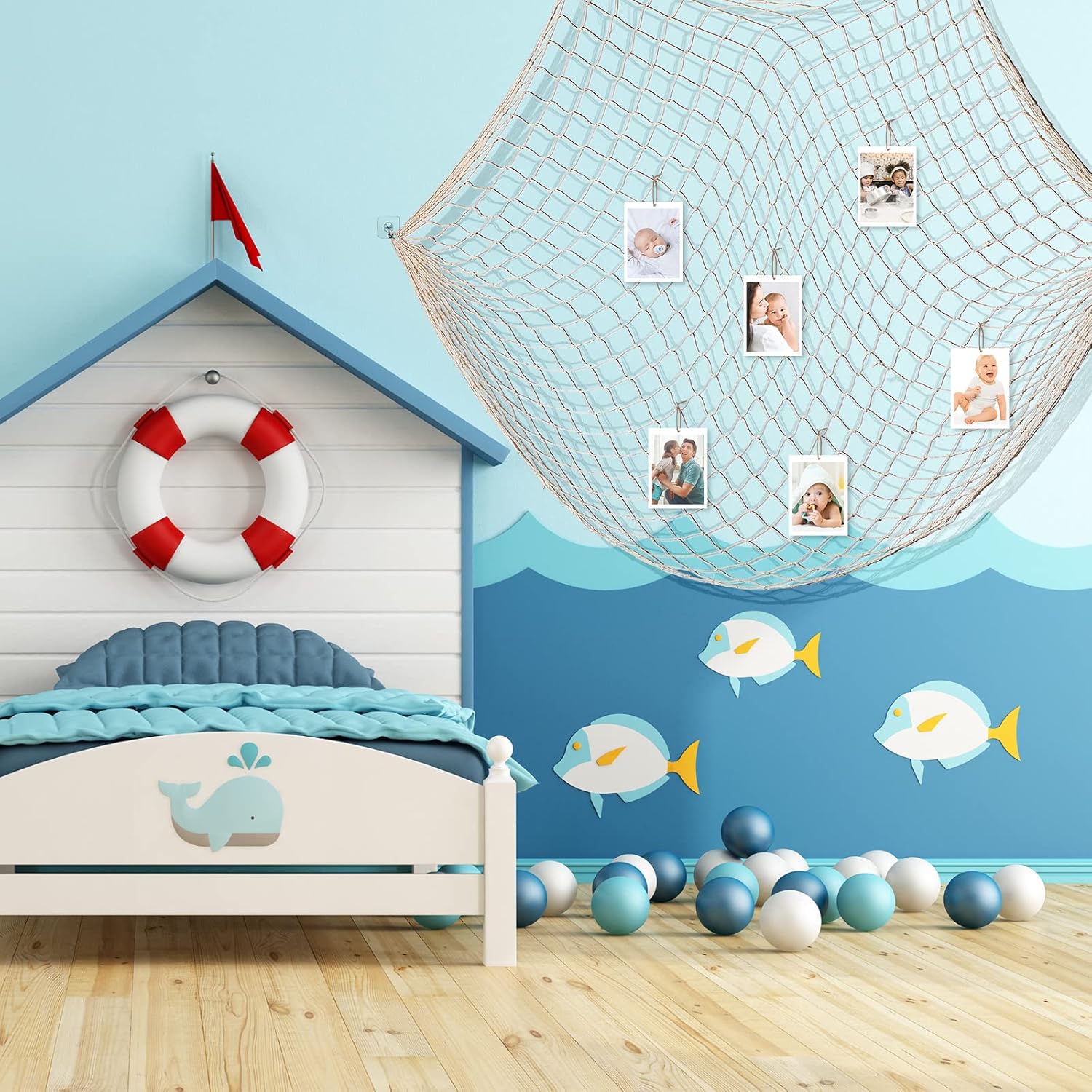 10ピース 天然フィッシュネット パーティーデコレーション 航海テーマ コットン フィッシュネット パーティーアクセサリー 釣りネッ