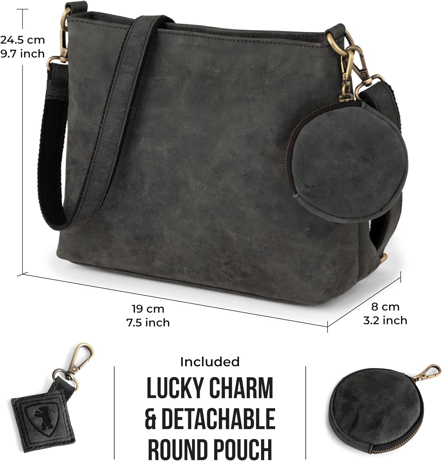 BERLINER BAGS Vintage Genuine Leather Shoulder Bag Marbella S, Small Crossbody Purse for Women