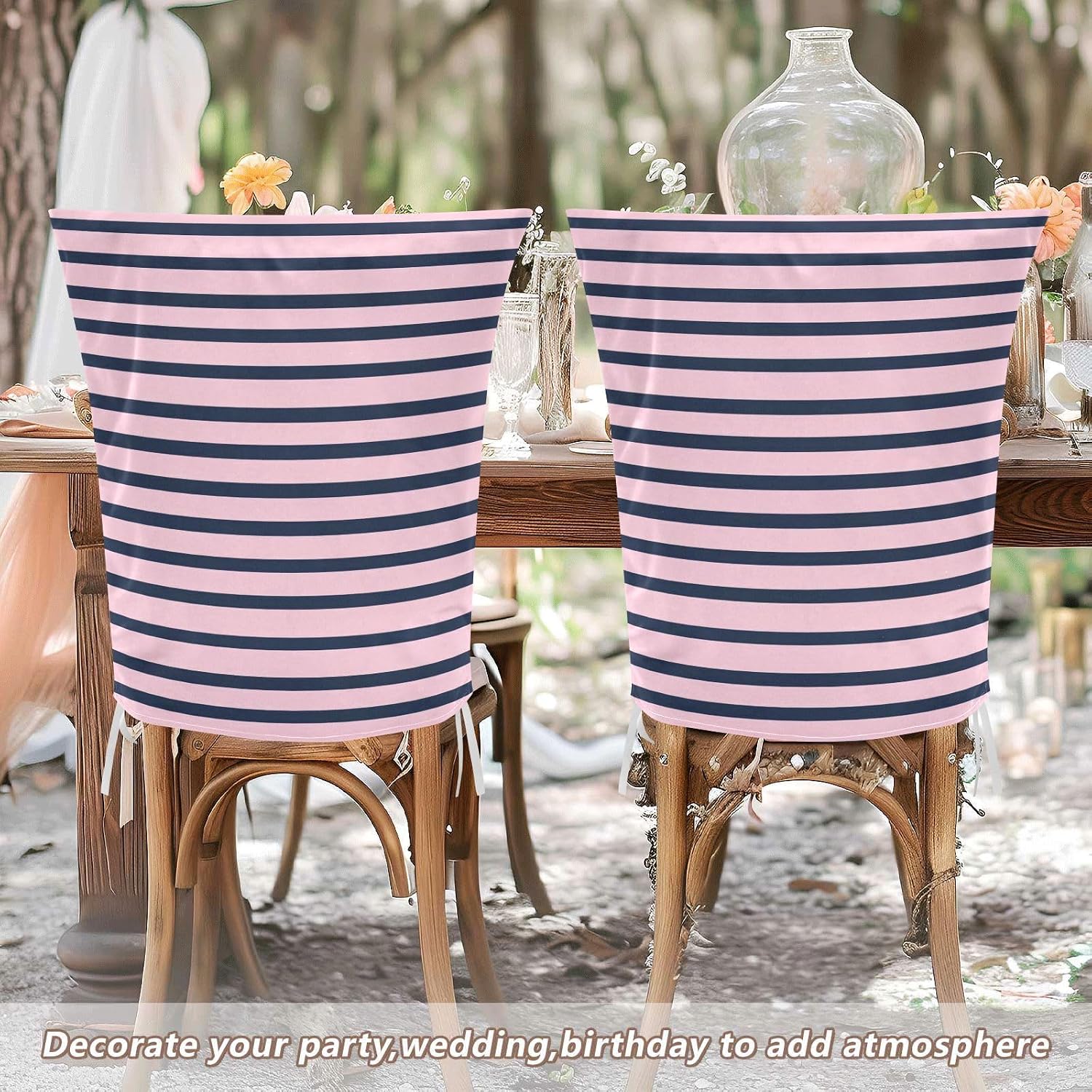 Black and Lavender Stripes Decorative Chair Slipcover Set for Hotel Washable Party Chair Covers cubiertas para sillas de comedor Set of 6