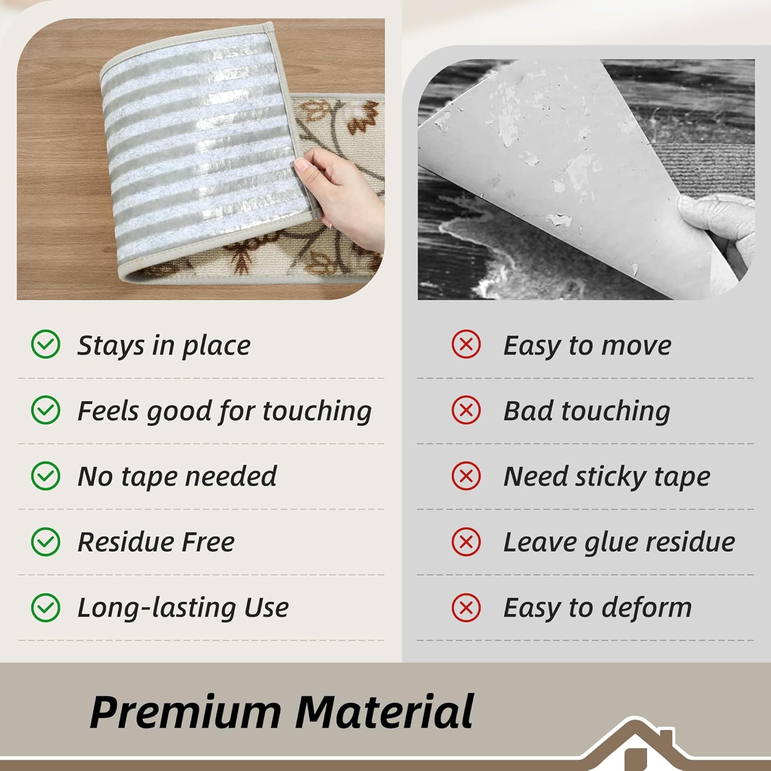 BEQHAUSE Stair Treads for Wooden Steps Non-Slip Machine Washable Carpet Stair Treads 8X30 Soft Indoor Stair Runner for Kids Elders and Pets, 100% Polyester, TPE Backing, 15pcs, Brown/Grey