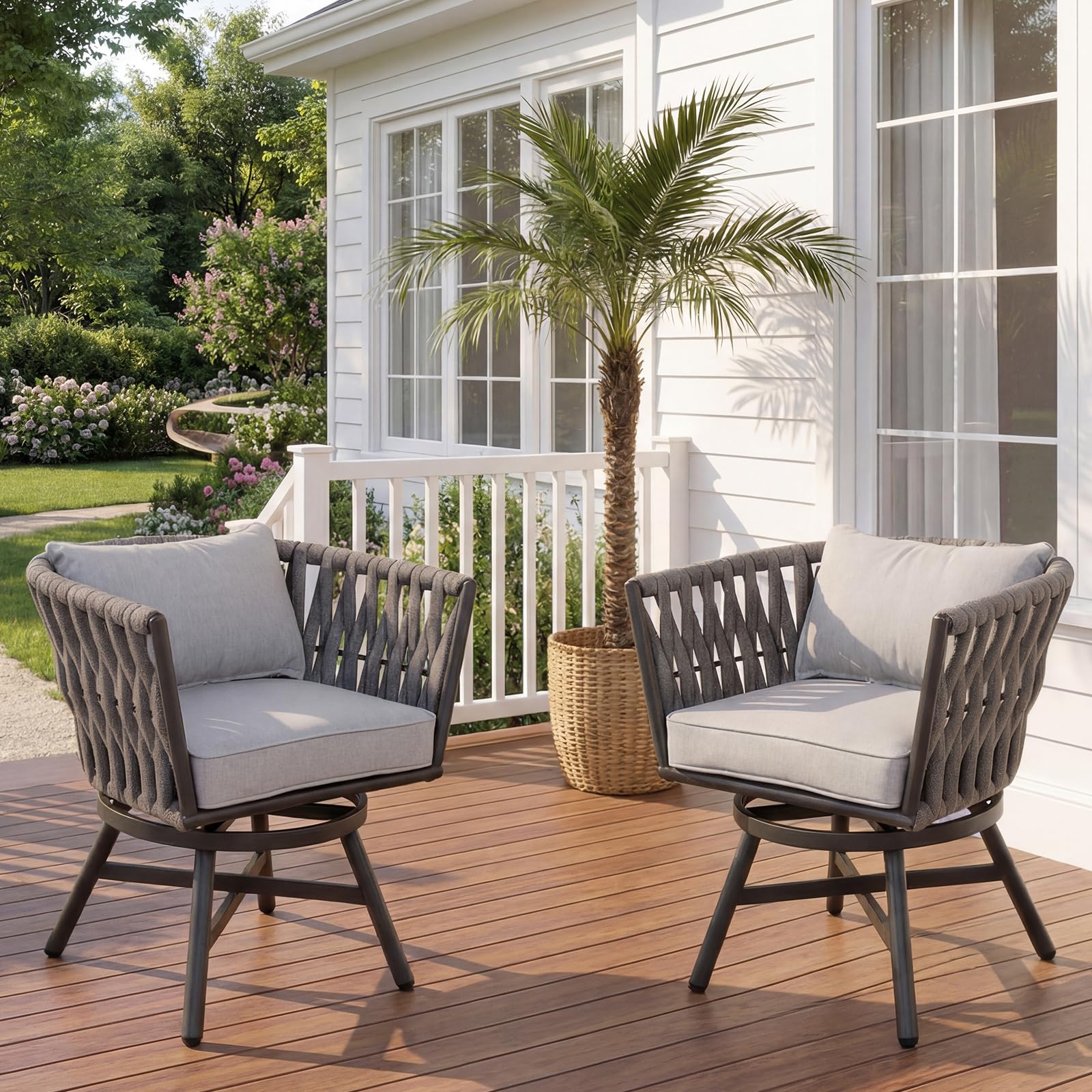 Amazon.com: Grand patio Swivel Dining Chairs Set of 2, Rope Patio