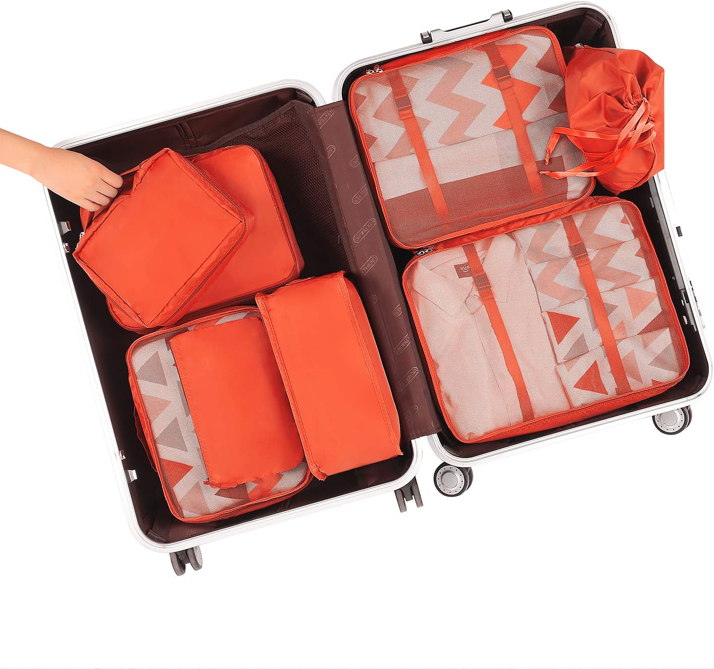 BAGAIL 8 Set Packing Cubes Luggage Packing Organizers for Travel Accessories-Orange - Image 7