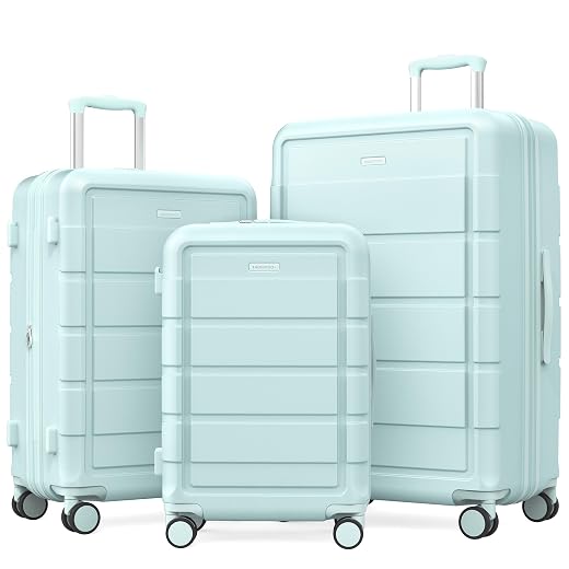 SHOWKOO Luggage Sets Expandable PC+ABS Durable Suitcase Double Wheels TSA Lock Mint Green­