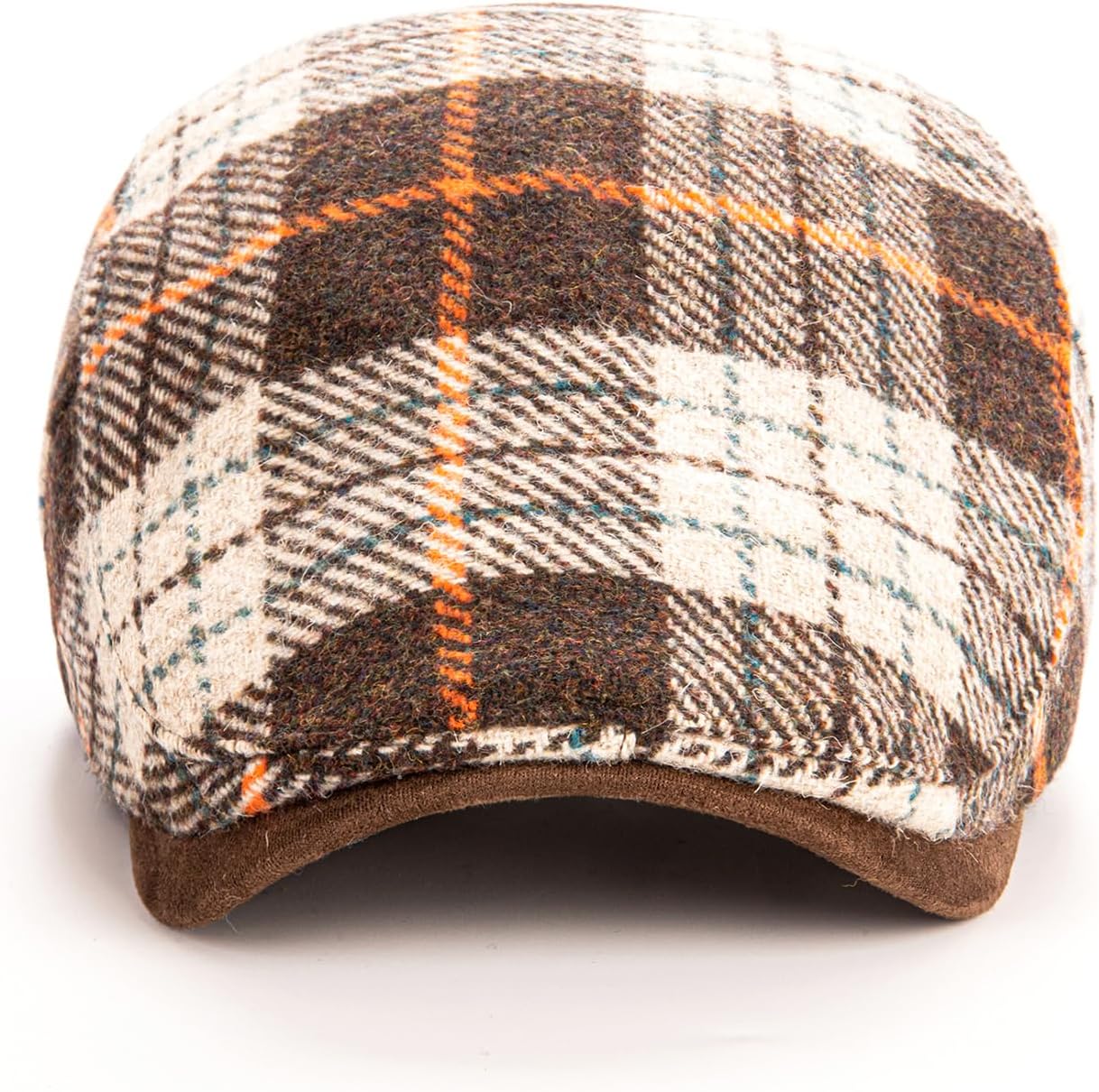 Men Wool Blend Flat-Top Tweed Newsboy Hat/Ivy Cap/Adjustable Plaid Driver's Hat - Image 3