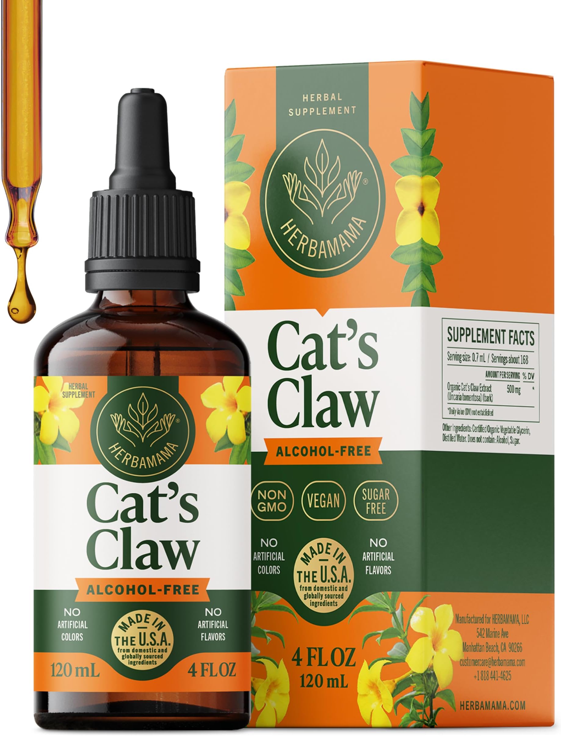 HERBAMAMA Cat's Claw Tincture - Immune & Gut Support Supplements