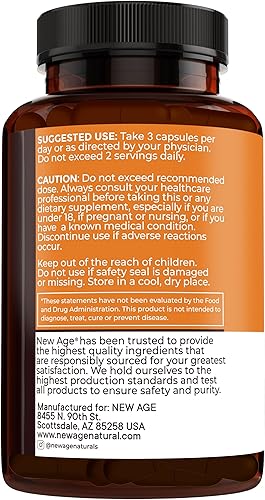 Vista 8 de NEW AGE Cápsulas de curcumina de cúrcuma, curcuminoides estandarizados, sin OMG, sin gluten, 180 unidades (paquete de 2)