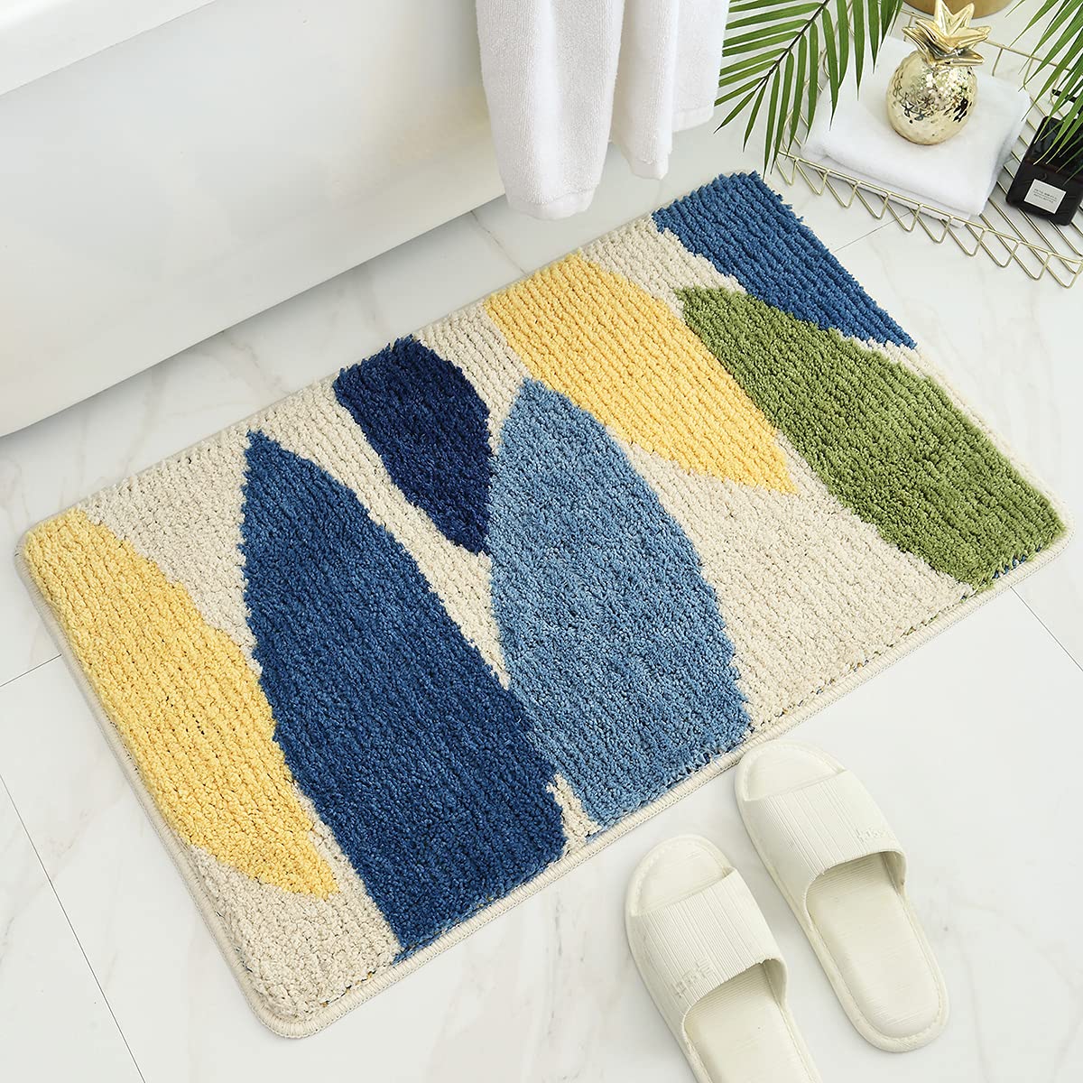Morbuy Non-Slip Bath Mat, 50 x 80 cm Forest Leaf Rug, Super Soft and Water Absorbent, Machine Washable Microfiber Rug for Shower, Bedroom, Kitchen, Doorway