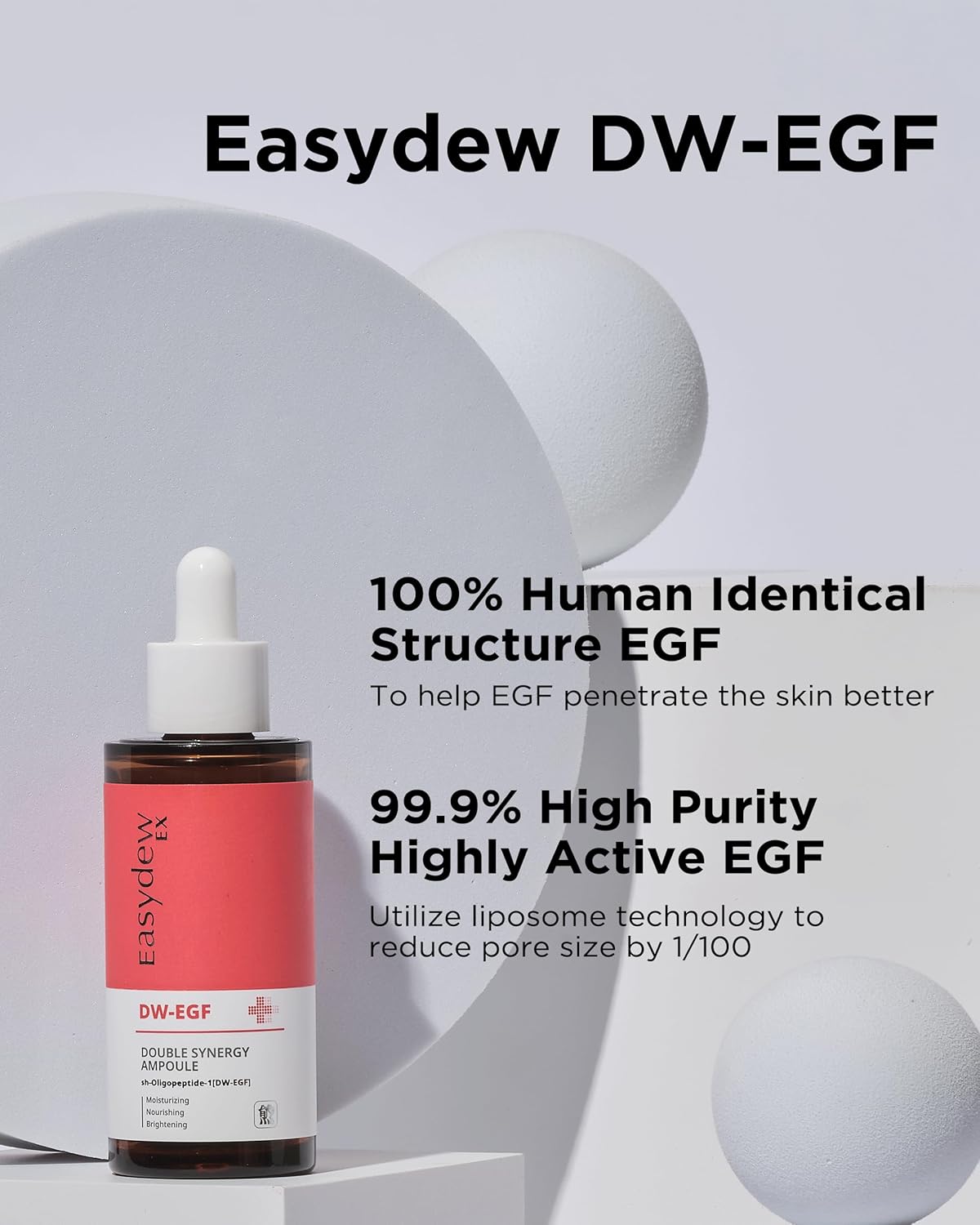 EASYDEW DW-EGF Peptide Double Synergy Ampoule - Intensive Moisturizing Face Serum with Hyaluronic Acid, Ceramide, Bakuchiol - Firming, Moisture Glow Skin for Rough Skin, 1.69 fl.oz. - Image 5