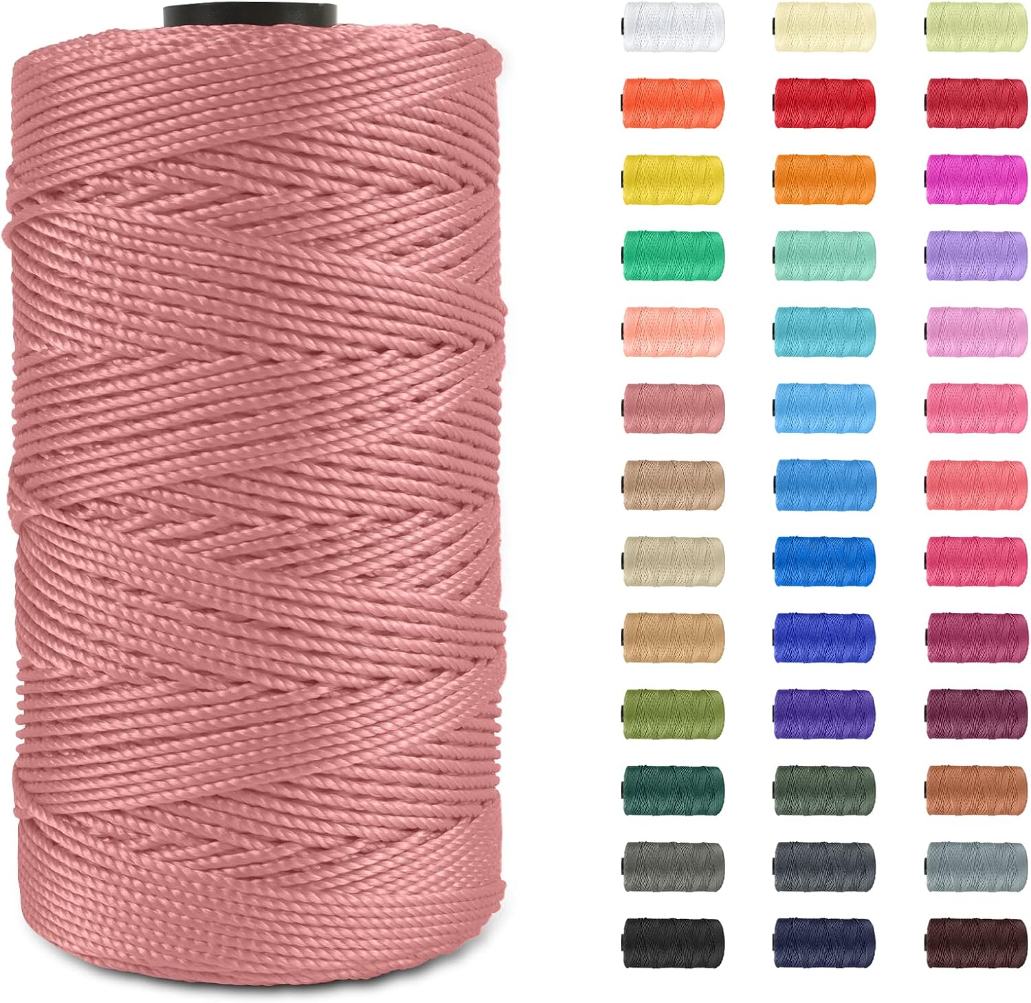 JeogYong Polypropylene Macrame Cord 1.5mm x 656 feet Thick 3 Strand Twisted 100% Polypropylene Rope Twine String Macrame Yarn, Colored Knitting & Crochet Bag Cord Crochet Thread Supplies for Knitter