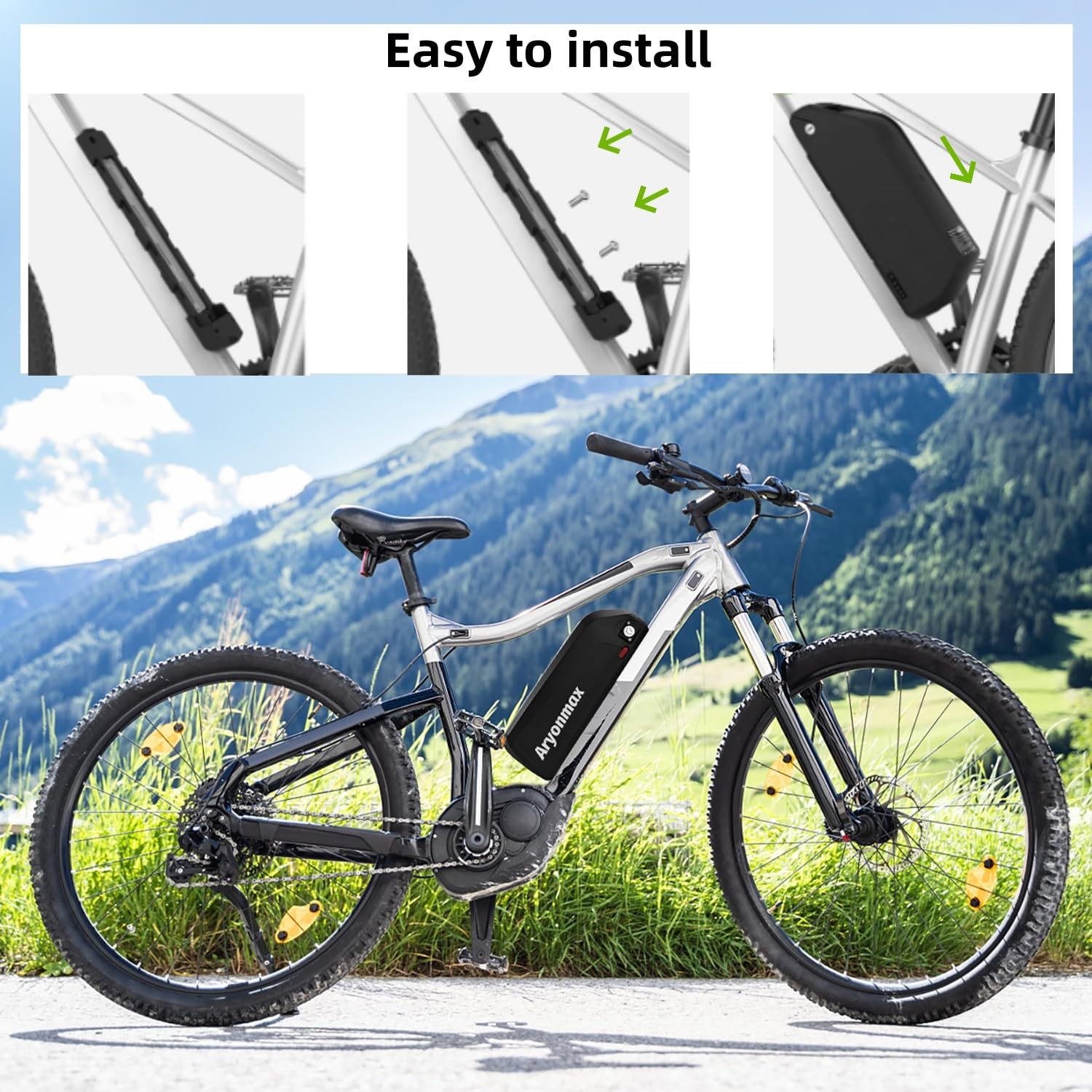 Batteria Ebike 36V 48V 52V 25Ah 20Ah 15Ah 13Ah, Batteria per Bici Elettrica Pedelec, con Base Caricabatterie e Blocco Sicurezza