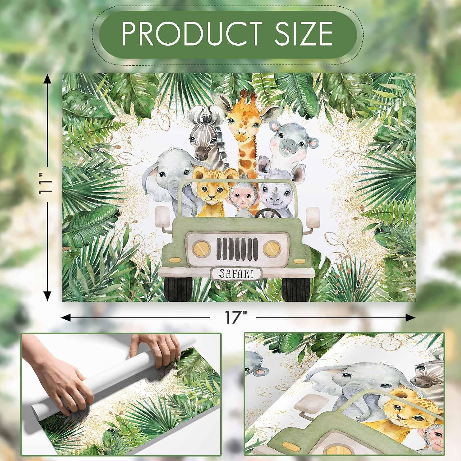 50 Pieces Paper Placemats for Safari Baby Shower, 11"x17" Jungle Animals Disposable Table Place Mats for Wild One Birthday Party, Wild Animals Baby Shower Birthday Decorations