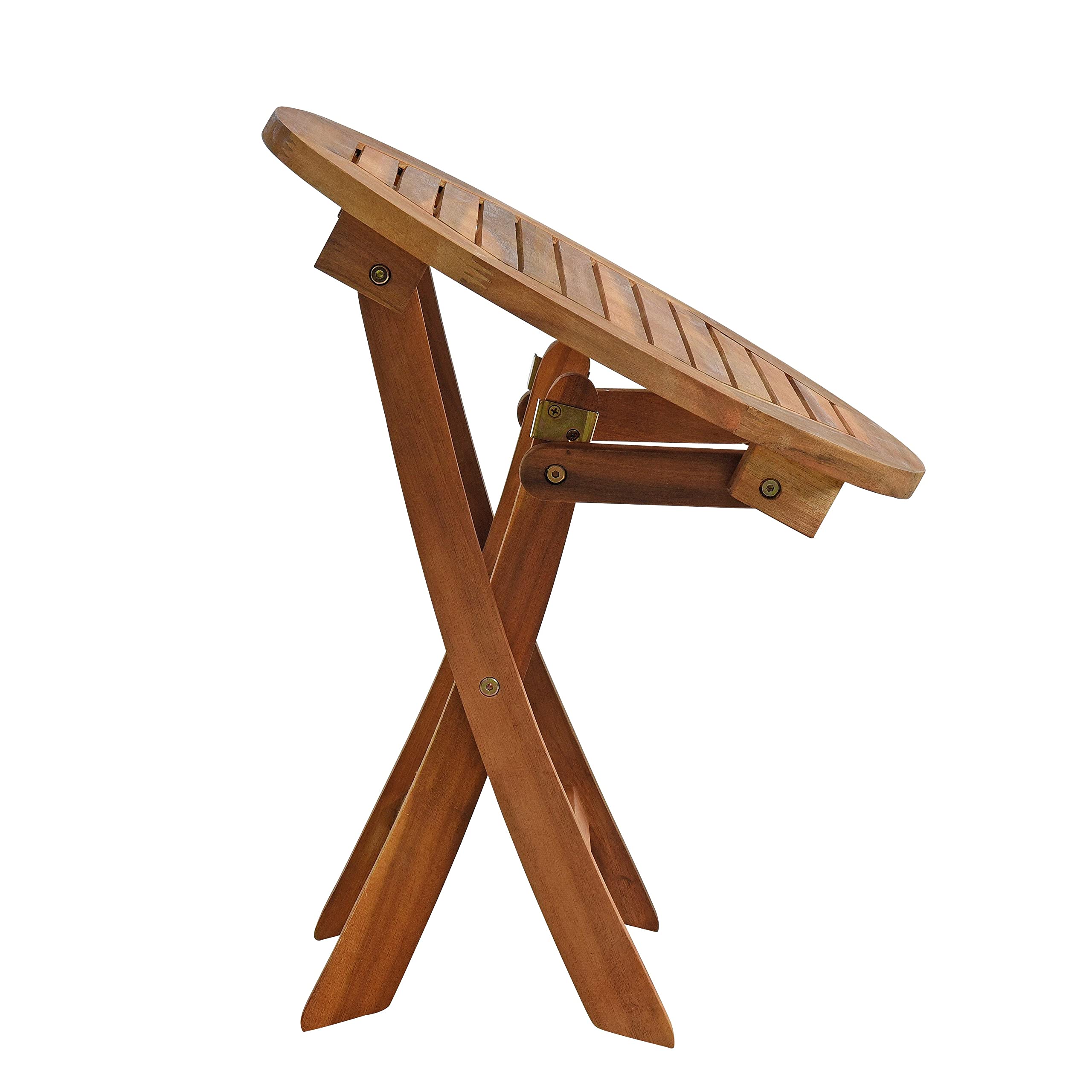 ESTEXO Gartentisch Balkontisch Beistelltisch 48 cm Rund Akazienholz Klapptisch Tisch Holztisch