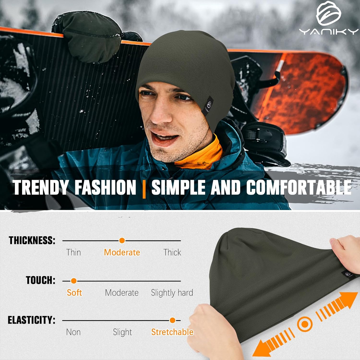 Slouchy Beanie for Women, Mens Soft Cotton Beanie Hat, Double Layer Windproof Skull Cap for All Seasons - Image 4