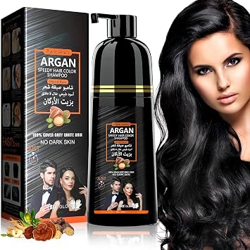 Black Hair Dye Shampoo 3 in 1, Instant Black Hair Dye for Women & Men, Gray Hair Coverage and Herbal Ingredients Hair Color Shampoo, 420ml black