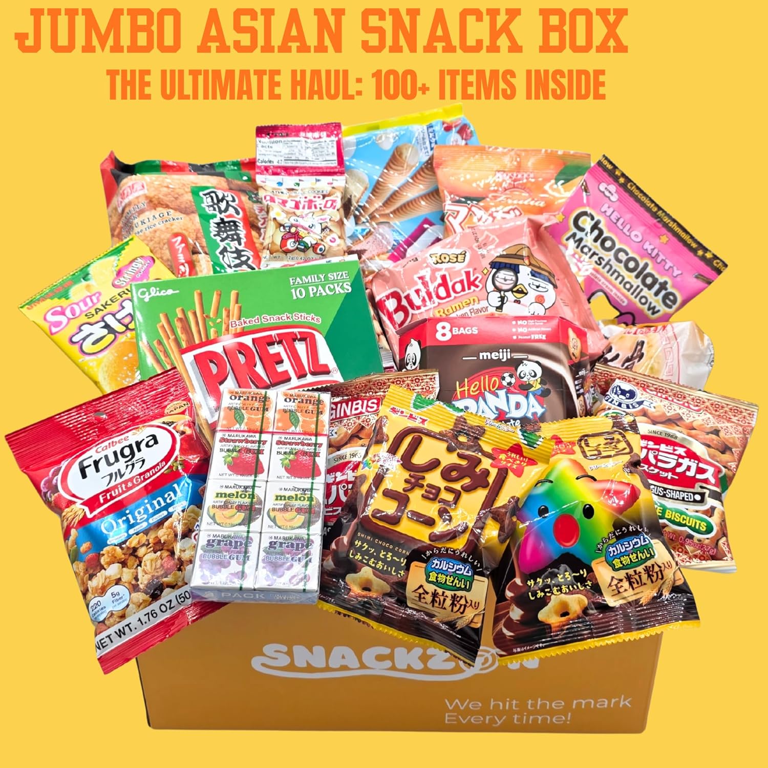 SNACKZON – Mega Variety Pack of Japanese & Korean Treats, Chips, Ramen, Candy & Cookies – Ultimate Gift Care Package for College Students, Office, & Family