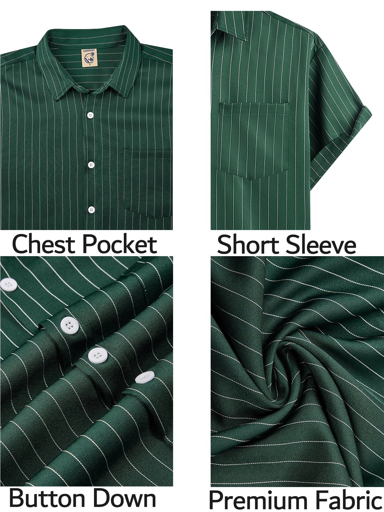 TheyLook Men's Short Sleeve Button Down Shirt - Casual Summer Striped Patchwork Hawaiian Beach Shirt, Blue, Medium - View #3