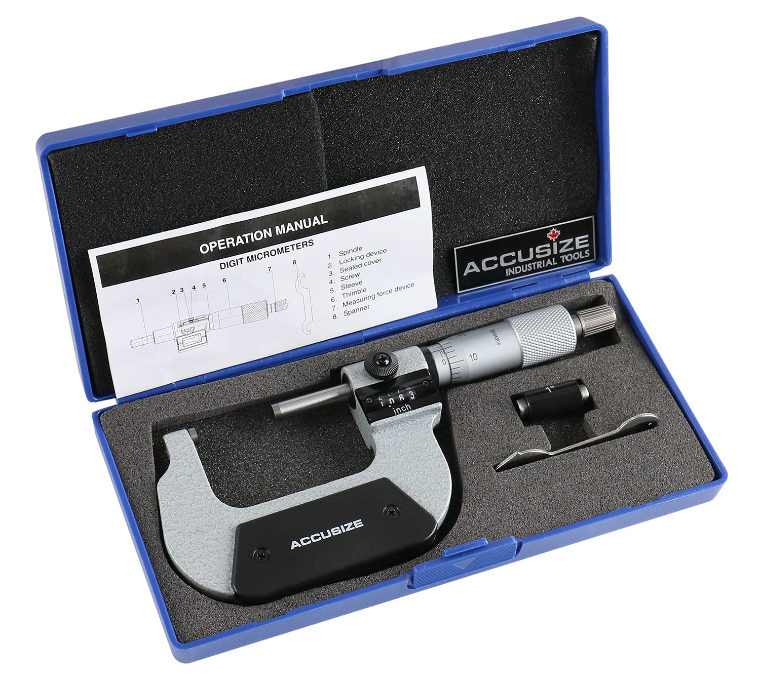 Accusize Industrial Tools1-2'' by 0.0001'' Digital Outside Micrometer, Bc20-2101