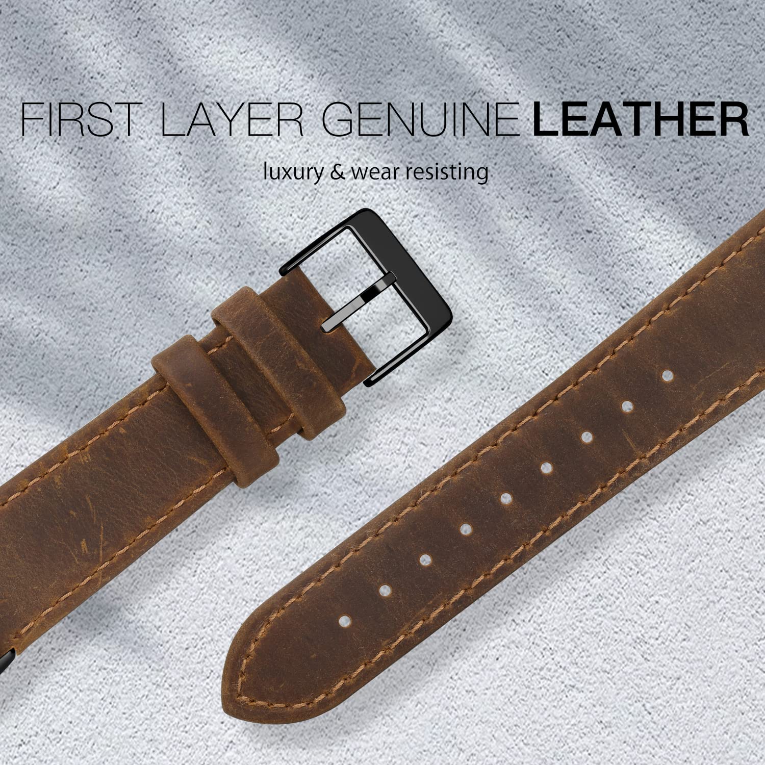 Tuocal Genuine Leather Strap Compatible with Fitbit Charge 5, Soft Breathable Replacement Sport Wristband for Women & Men, Retro Brown - Image 3