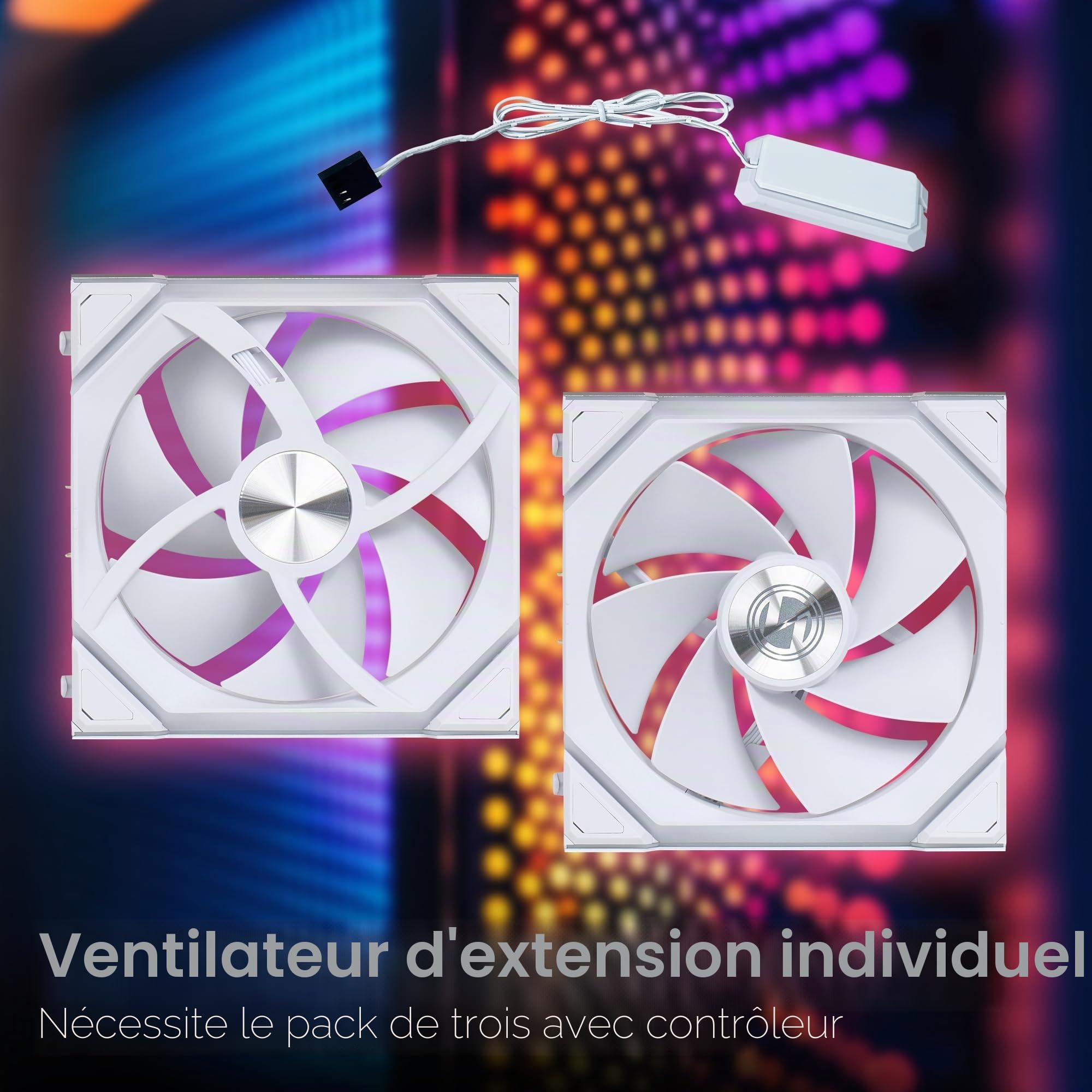 Lian Li UNI FAN SL Ventilateur PC LCD sans fil 120 mm RVB – Ventilateur PWM – 40 LED ARGB – jusqu'à 1900 tr/min – Système à fente – Débit d'air élevé – Faible vibration – Silencieux