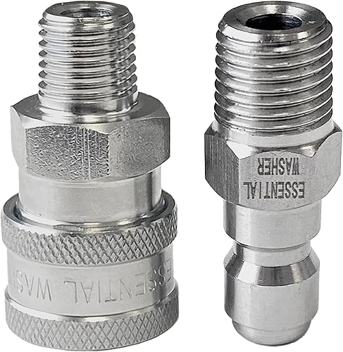 Miniatura 7 de ESSENTIAL WASHER Juego de adaptadores de enchufe de conexión rápida de acero inoxidable para hidrolavadora (zócalo QCjuego de enchufes - 14 de