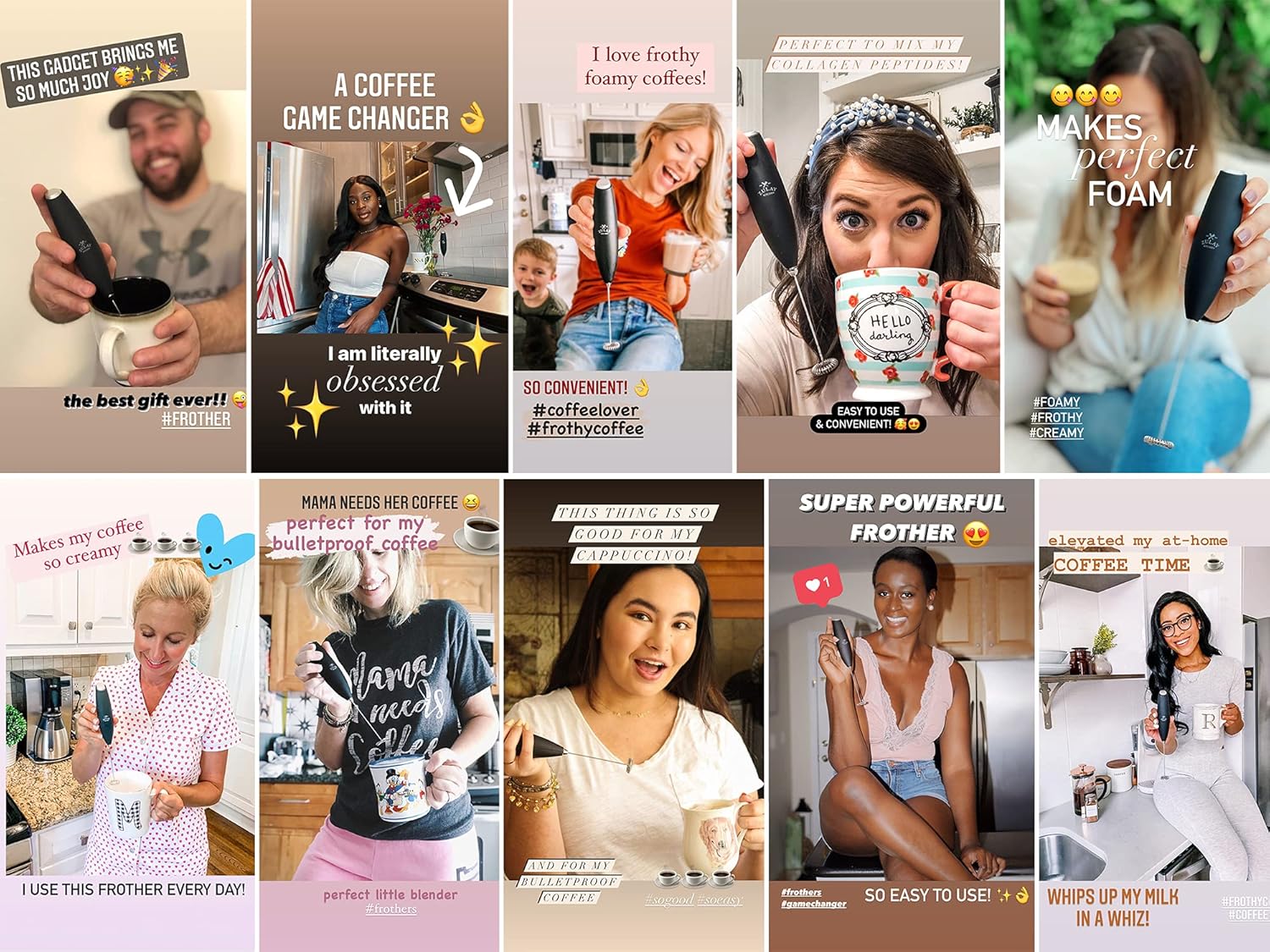 Zulay New Titanium Motor Milk Frother (Without Stand) - Handheld Frother Whisk, Milk Foamer Frother, Mini Blender and Electric Mixer for Coffee, Frappe, Latte, Matcha, Budget No Stand - Black: Home & Kitchen