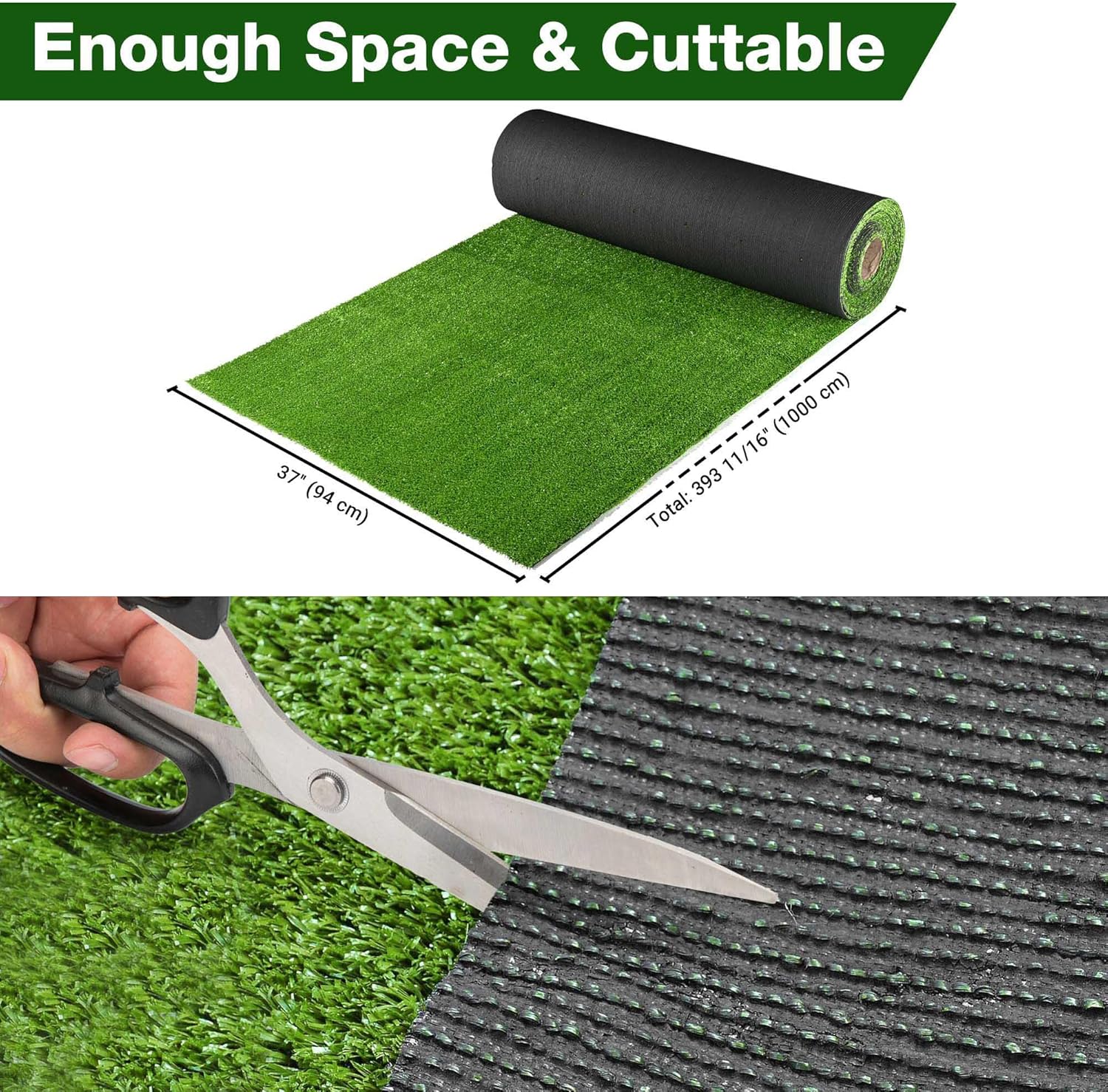 Yescom Artificial Grass Turf Synthetic Turf Fake Lawn with Drainage Holes for Dog Potty Pet Backyard Outdoor 0.4" Pile Height 33'x3'x2PCS (198 Sq.Ft)