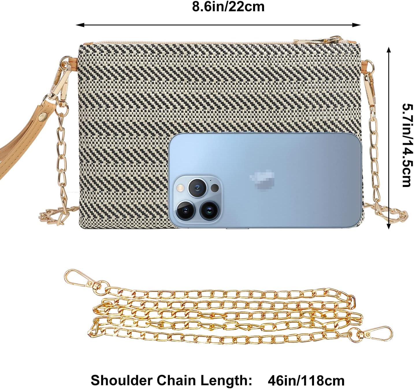 Beurlike Straw Clutch Purses for Women Beach Wristlet Wallet Small Cross body bag for Girls - Image 2