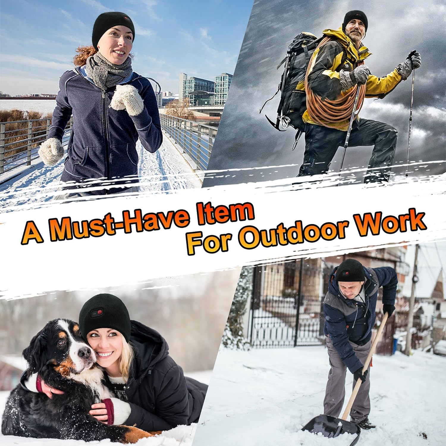 Rabbitroom Ladies Rechargeable Heated Beanie Hat,7.4V Electric Knit Hat Insulated Battery Thick Thermal Fabric Winter WarmHat - Image 6