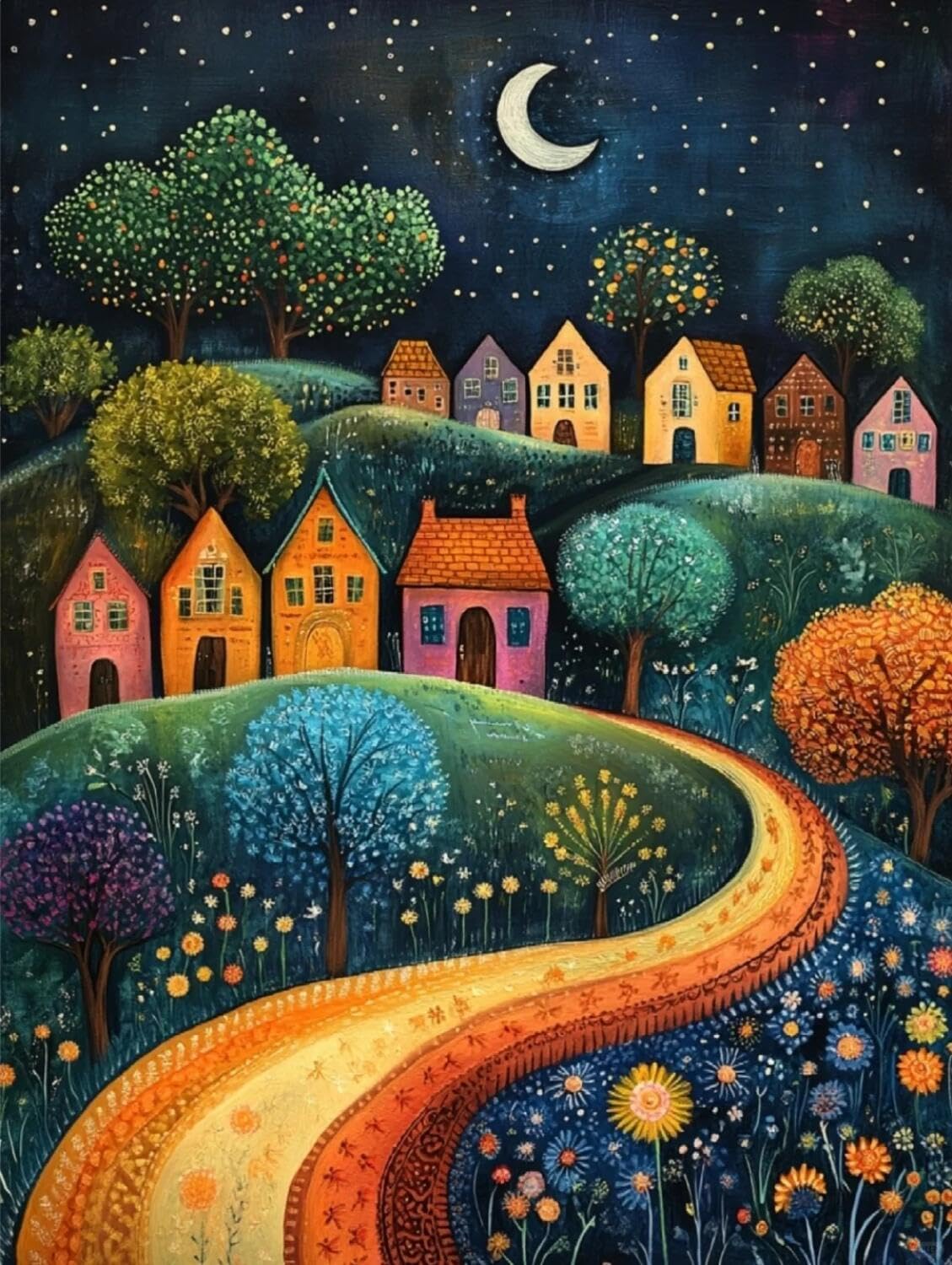 Rqwybcaxn Seed Bead Embroidery Kits Fantasy Town 40x50cm