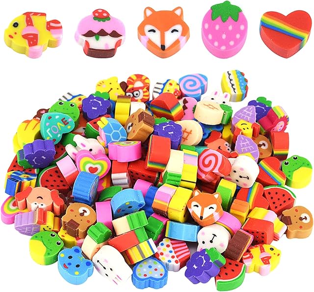 150 Pcs Mini Erasers Animal Rubber Multipack Novelty Erasers Small Pencil Erasers for Students Homework School Classroom Rewards Prizes Party Favors
