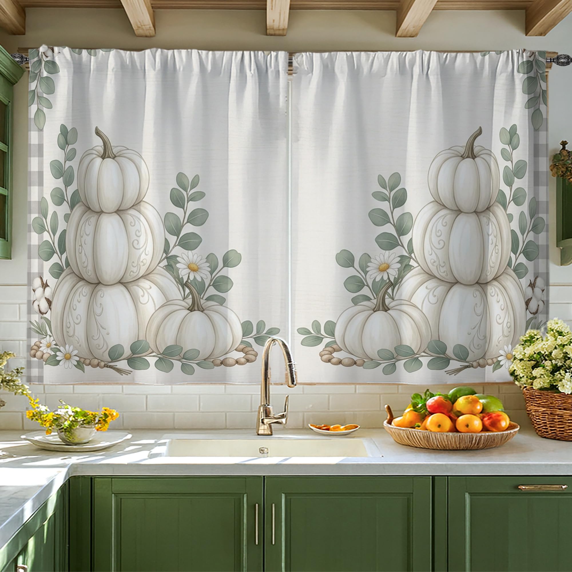 Rideaux de cuisine chaleureux à citrouilles pour créer un cocon doux dans l'appartement