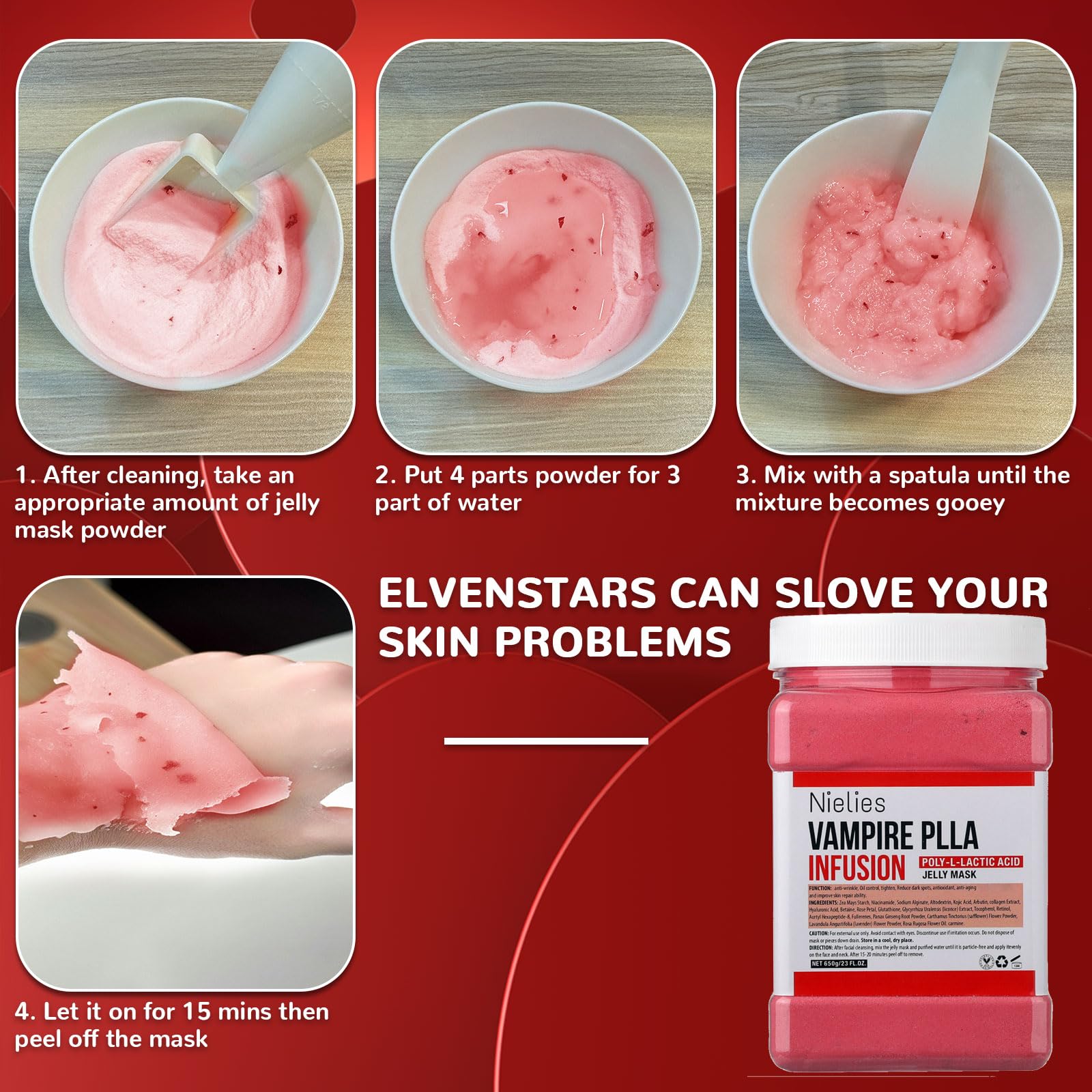 Jelly Mask, cuidado de la piel facial, juego de mascarillas de gelatina despegables, mascarilla de gelatina para tratamientos faciales (Vampire)