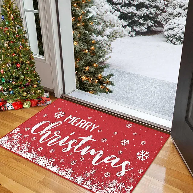 CAROMIO Christmas Doormat - Festive Holiday Welcome Mat with Snowflake Design 40x60cm